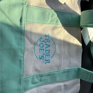 Trader Joe's Green and Beige Tote Bag
